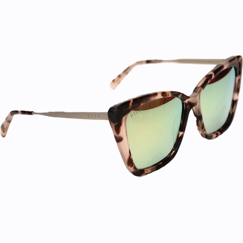 DIFF Becky II Sunglasses Tortoise Silver Mirror Lens HM-TF30P Oversized Cat Eye